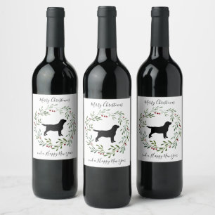 Black Labrador Frohe Weihnachts Labrador Retriever Weinetikett