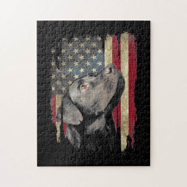 Black Labrador Gift USA Flag Labrador Eigentümer D (Vertikal)