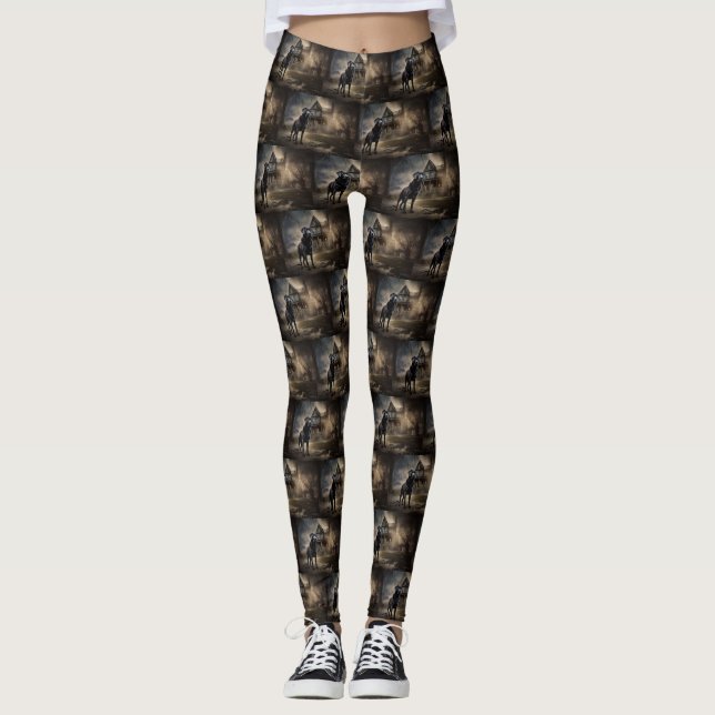 Black Labrador Halloween Scary Leggings (Vorderseite)