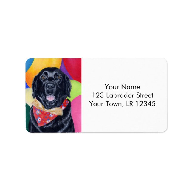 Black Labrador Happy Birthay Painting Adressaufkleber (Vorne)