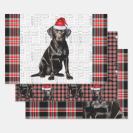 Black Labrador Hund Karierte Weihnachten Geschenkpapier Set