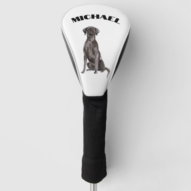 Black Labrador Hund Personal Golf Headcover (Vorderseite)