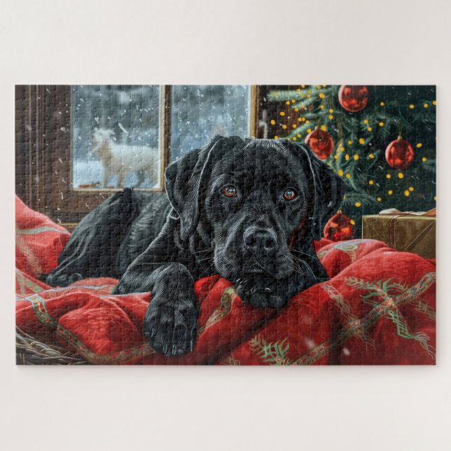 Black Labrador Hund Weihnachten (Horizontal)