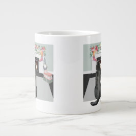 Black Labrador Hund Weihnachten Feuerplatz Szene Jumbo-Tasse