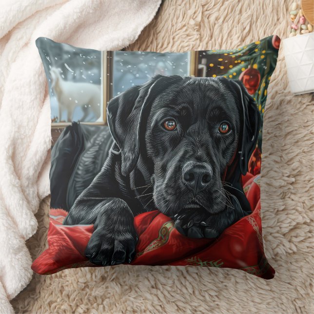 Black Labrador Hund Weihnachten Kissen (Decke)