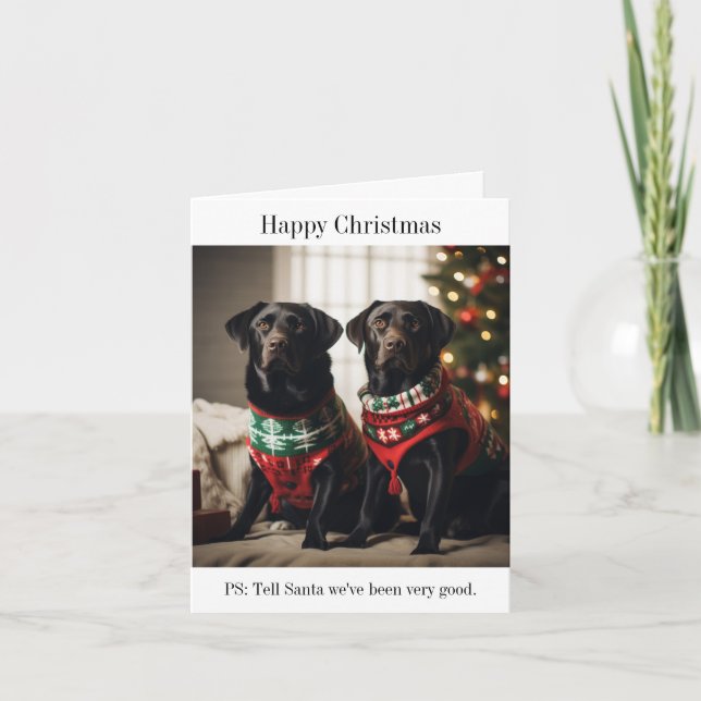 Black Labrador Hunde Weihnachtskarte Karte (Vorderseite)