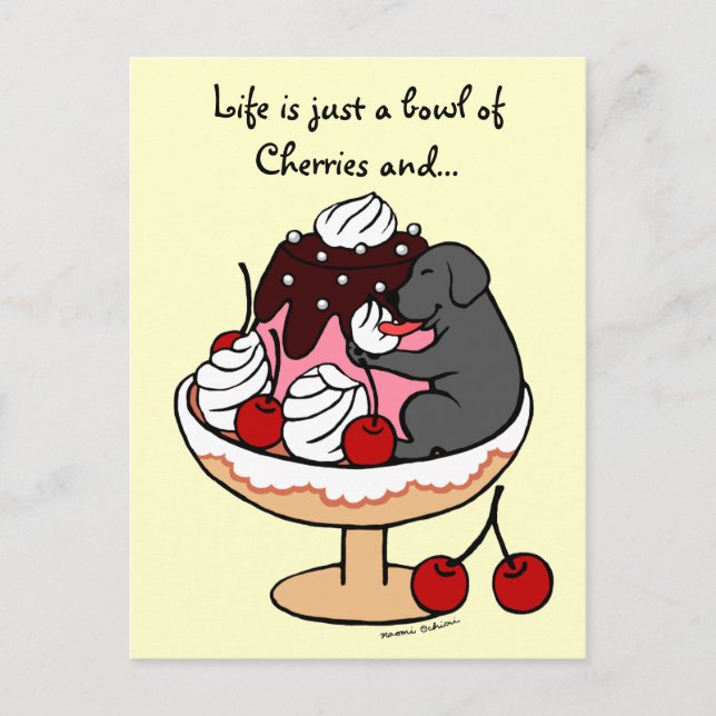 Black Labrador & Ice Cream Sundae Postkarte (Vorderseite)