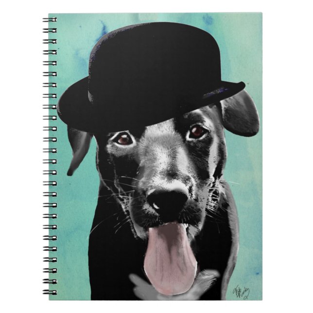 Black Labrador in Bowler Hat Notizblock (Vorderseite)