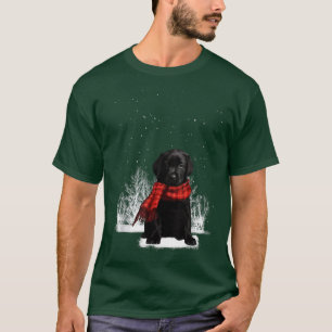 Black Labrador In The Snow Merry Christmas Winter T-Shirt