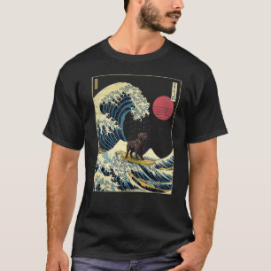 Black Labrador Japanisch Kanagawa Wave Funny Surf  T-Shirt