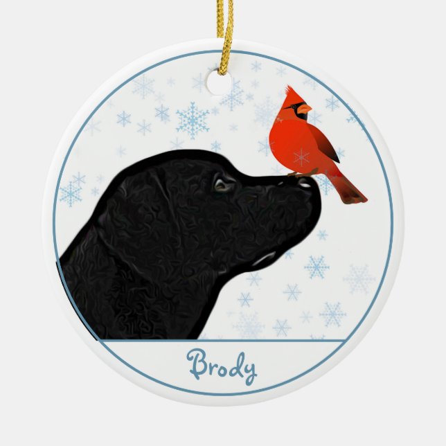 Black Labrador Kardinal Niedlich Dog Black Lab Keramik Ornament (Vorne)
