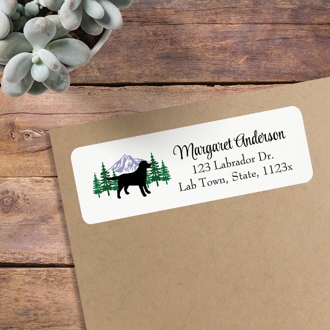 Black Labrador Kontur Evergreen Rücksendeadresse (Black Labrador Outline Evergreen Design Return Address Labels for Labrador Owners.  Dog Silhouette.)