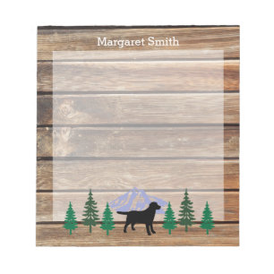 Black Labrador Kontur Evergreen Trees Notepad Notizblock