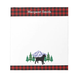 Black Labrador Kontur Evergreen Trees Notepad Notizblock