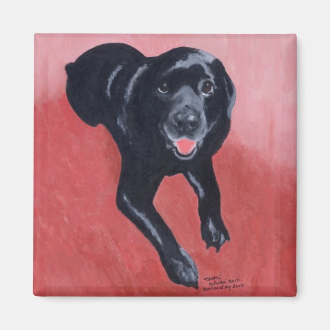Black Labrador Lächeln Magnet (Vorne)