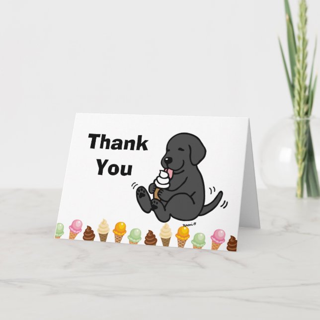 Black Labrador Licking Ice Creme Carte de remercie (Devant)