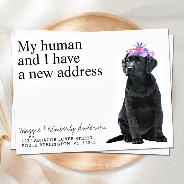 Black Labrador New Address Dog Moving Ankündigungspostkarte (Von Creator hochgeladen)