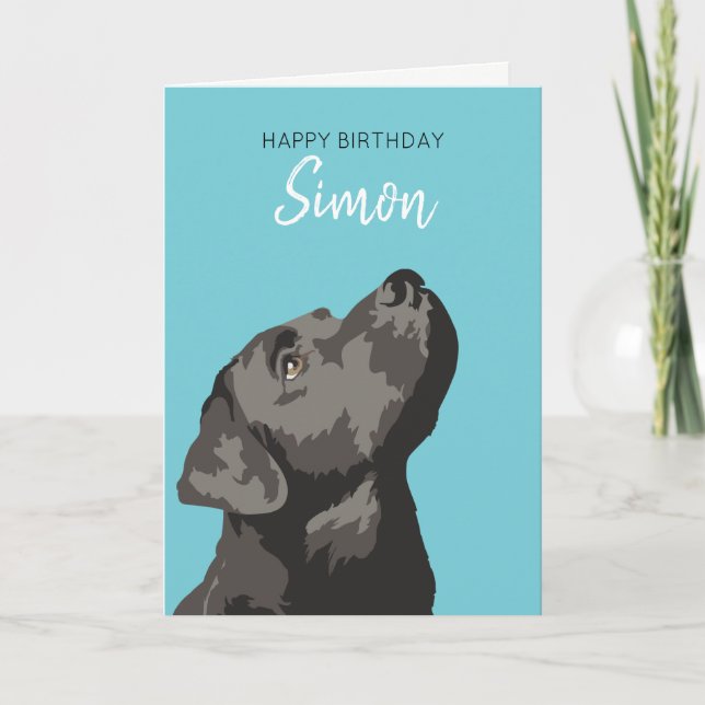 Black Labrador Personalisiert Happy Birthday Card Karte (Vorderseite)