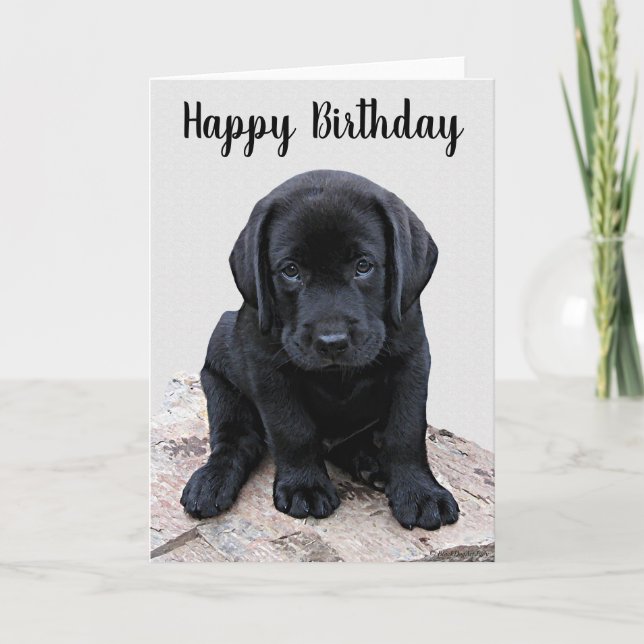 Black Labrador Puppy - Happy Birthday Karte (Vorderseite)
