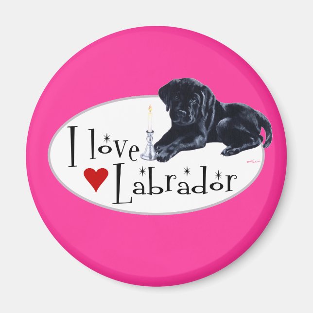 Black Labrador Puppy Magnet (Vorne)