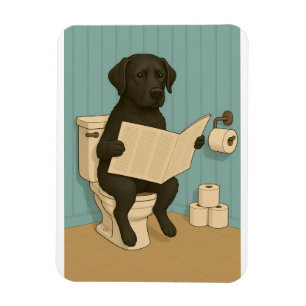 Black Labrador Reading Newspapier auf der Toilette Magnet