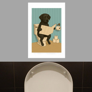 Black Labrador Reading Newspapier auf der Toilette Poster