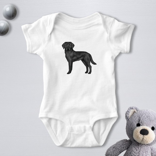 Black Labrador Retriever Adorable Cartoon Dog Art Baby Strampler (Von Creator hochgeladen)