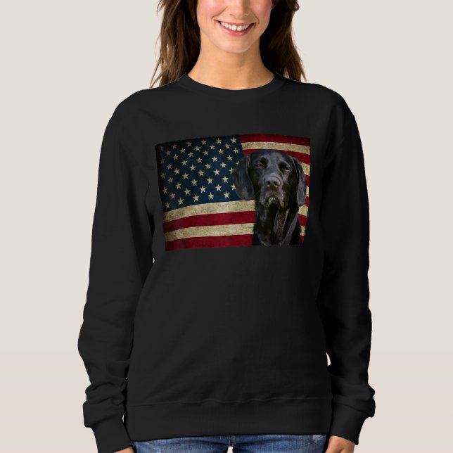 Black Labrador Retriever American Flag labra Anima Sweatshirt (Vorderseite)