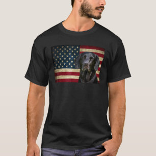 Black Labrador Retriever American Flag labra Anima T-Shirt