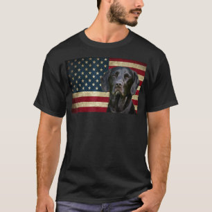Black Labrador Retriever American Flag labra Anima T-Shirt