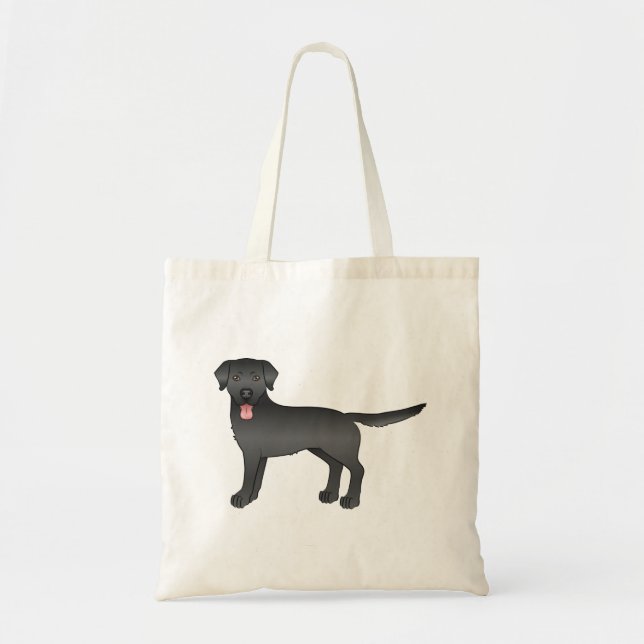 Black Labrador Retriever Cartoon Dog Illustration Tragetasche (Vorne)