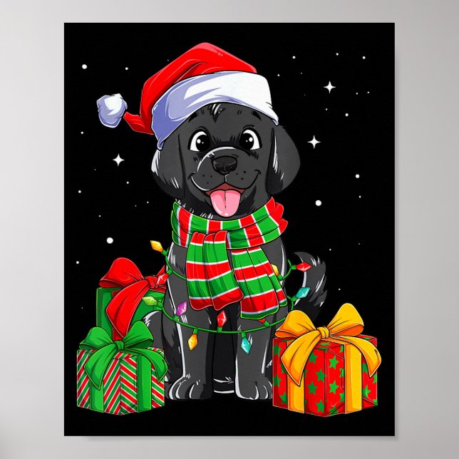 Black Labrador Retriever Christmas Lights Xmas Lab Poster (Vorne)