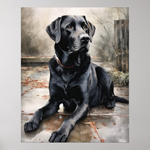 Black Labrador Retriever Dog Art Imprimer Poster