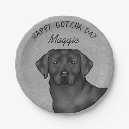Black Labrador Retriever Happy Gotcha Day Grau Pappteller
