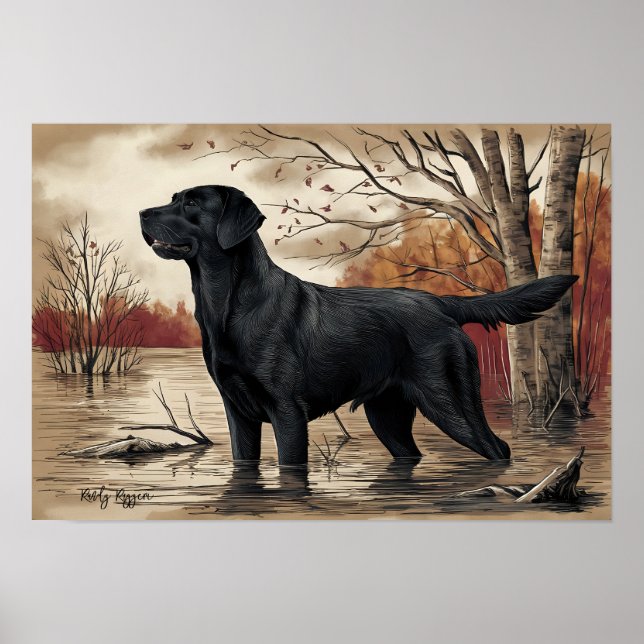 Black Labrador Retriever, Jäger Best Friend Poster (Vorne)