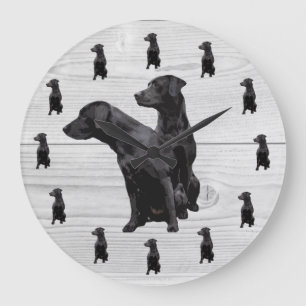 Black Labrador Retriever Large Clock Große Wanduhr