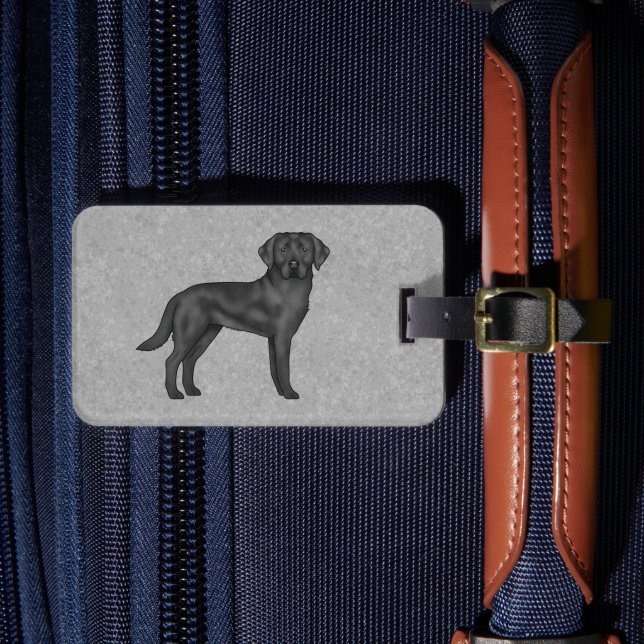 Black Labrador Retriever Niedlich Cartoon Labrador Gepäckanhänger (Vorderseite Insitu 4)