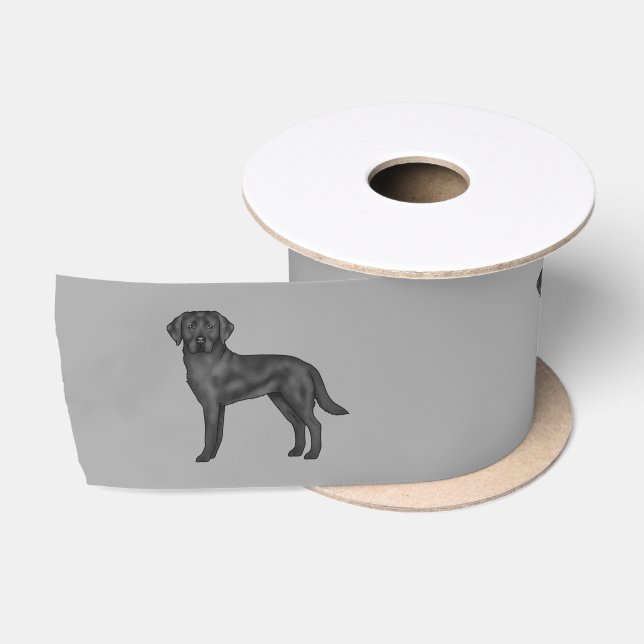 Black Labrador Retriever Niedlich Cartoon Labrador Satinband (Spule)
