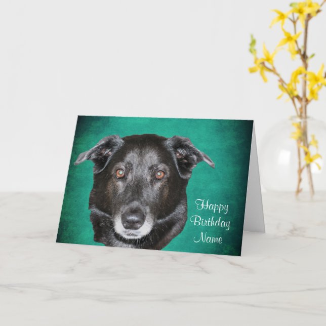 Black Labrador Retriever Personalisieren Geburtsta Karte (Gelbe Blume)