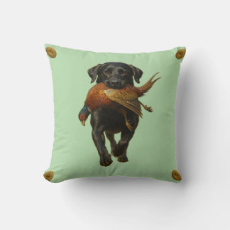 Black Labrador Retriever & Pheasant throw cushion Kissen