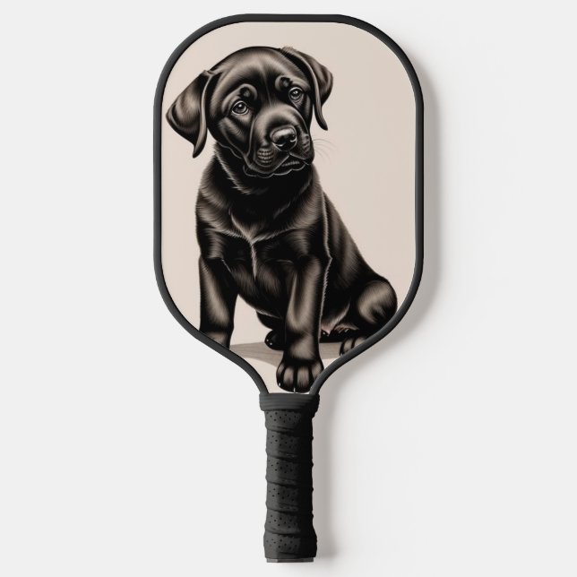 Black Labrador Retriever Pickleball Schläger (Vorderseite)