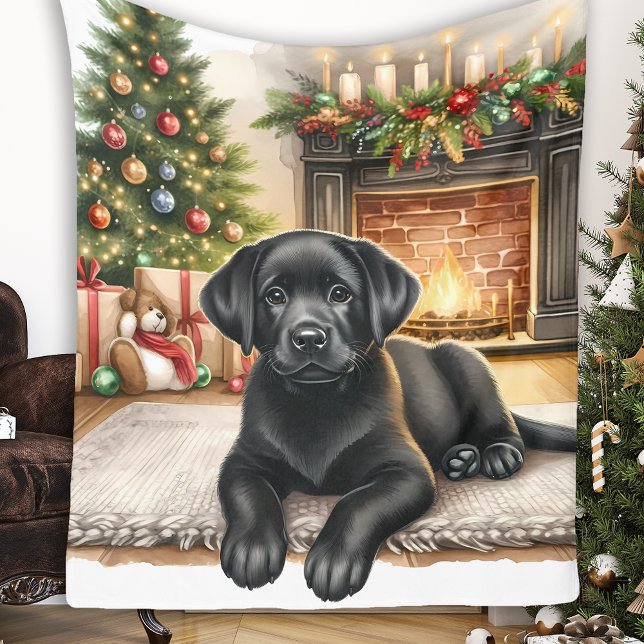 Black Labrador Retriever Puppy Dog Gemütliche Weih Fleecedecke (Von Creator hochgeladen)