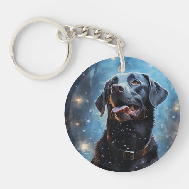 Black Labrador Retriever Schlüsselanhänger (Vorderseite)