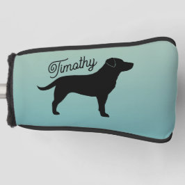 Black Labrador Retriever Silhouette Custom Name Golf Headcover
