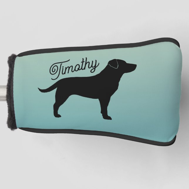 Black Labrador Retriever Silhouette Custom Name Golf Headcover (Vorderseite)