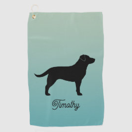 Black Labrador Retriever Silhouette Individuelle N Golfhandtuch