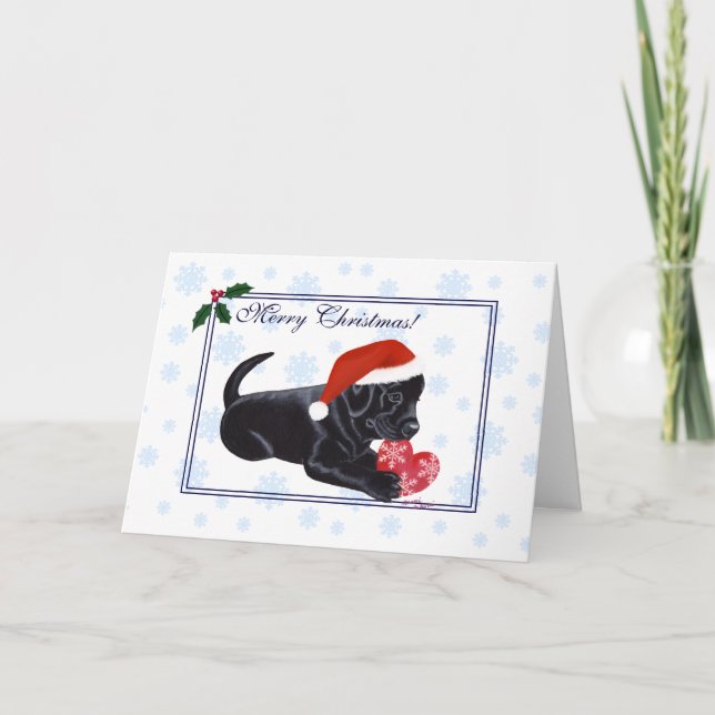 Black Labrador Retriever Weihnachtsschneeflocke Feiertagskarte (Vorderseite)