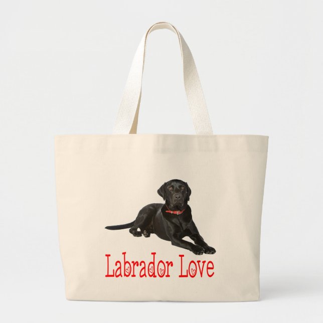 Black Labrador Retriever Welpe Hund Liebe Jumbo Stoffbeutel (Vorne)