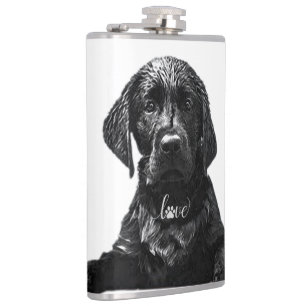 Black Labrador Retriever Welppy T - Shirt Throw Pi Flachmann