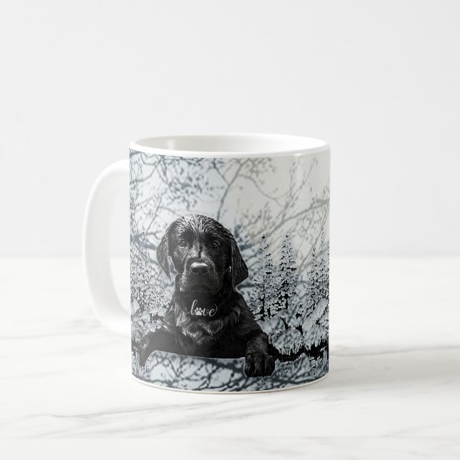 Black Labrador Retriever Welppy T - Shirt Throw Pi Kaffeetasse (Vorderseite Links)